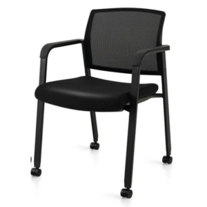 Mesh Back Office Side Chair on Wheels | Black