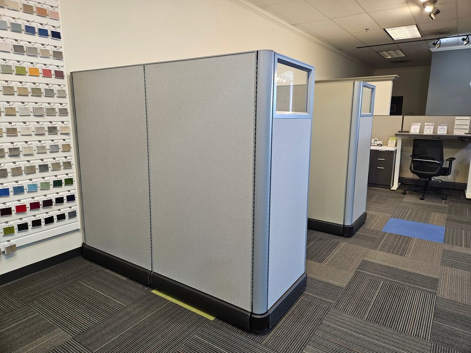6'x6' 6-Person Modular Office Cubicle Workstations with Silver Trim