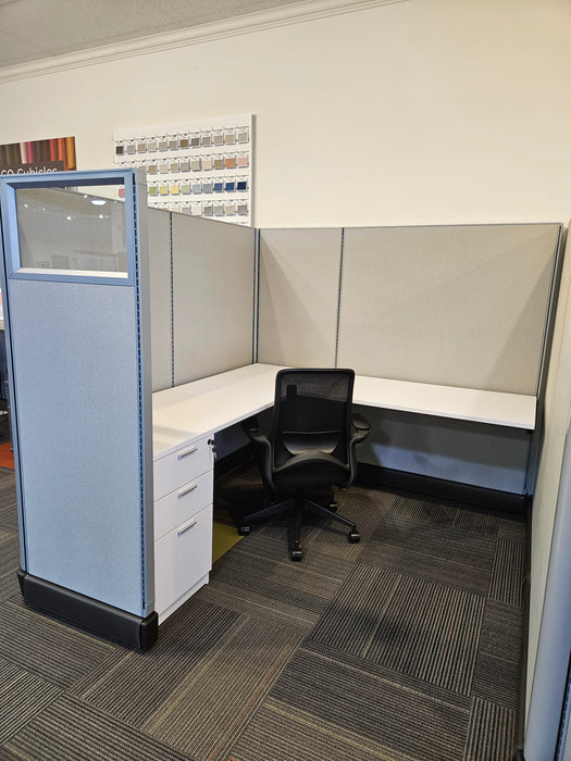 6'x6' 6-Person Modular Office Cubicle Workstations with Silver Trim