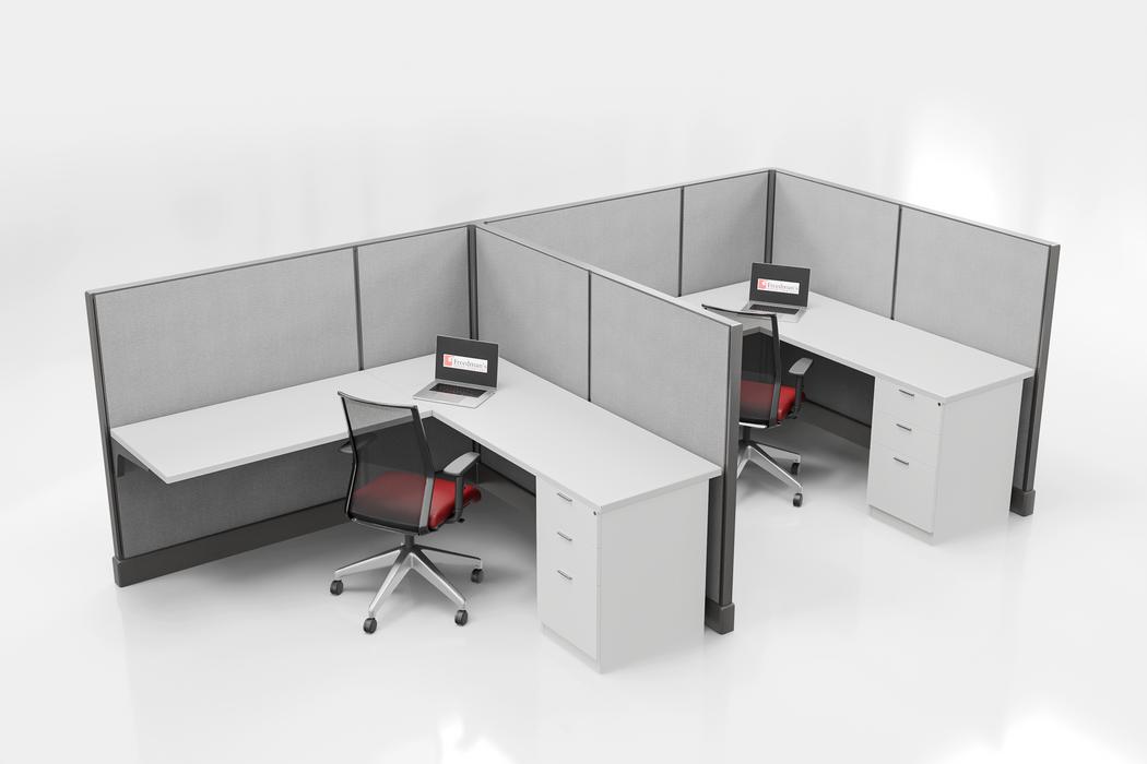 Modern Office Cubicle 6'x6' (53''H) 2 in a Row