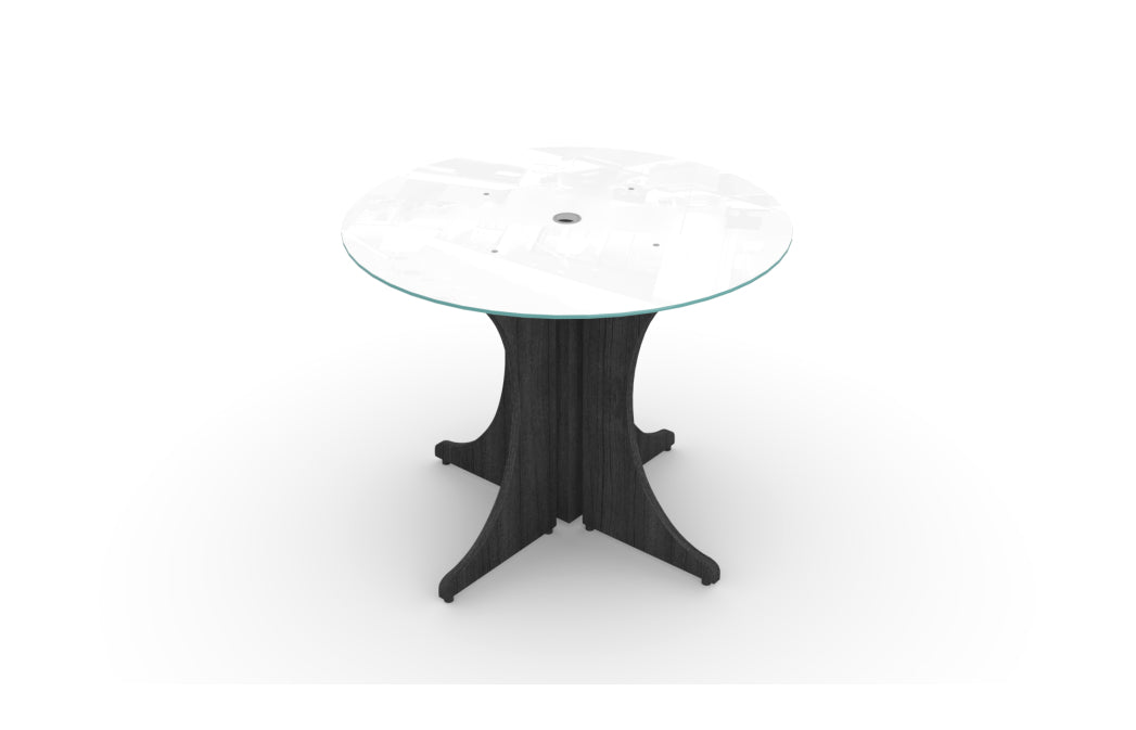 Santa Monica 36" Round Meeting Table with White Glass Top