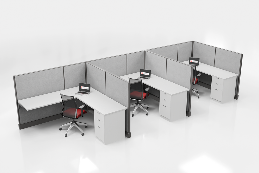 Modern Office Cubicle 6'x6' (53''H) 3 in a Row