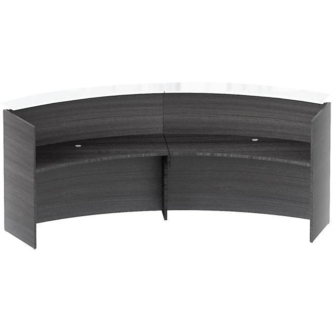 Santa Monica Curved Reception Desk with White Glass Top