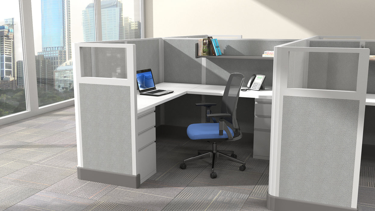 Modern Office Cubicle White Trim 6'x6' 6 Pack