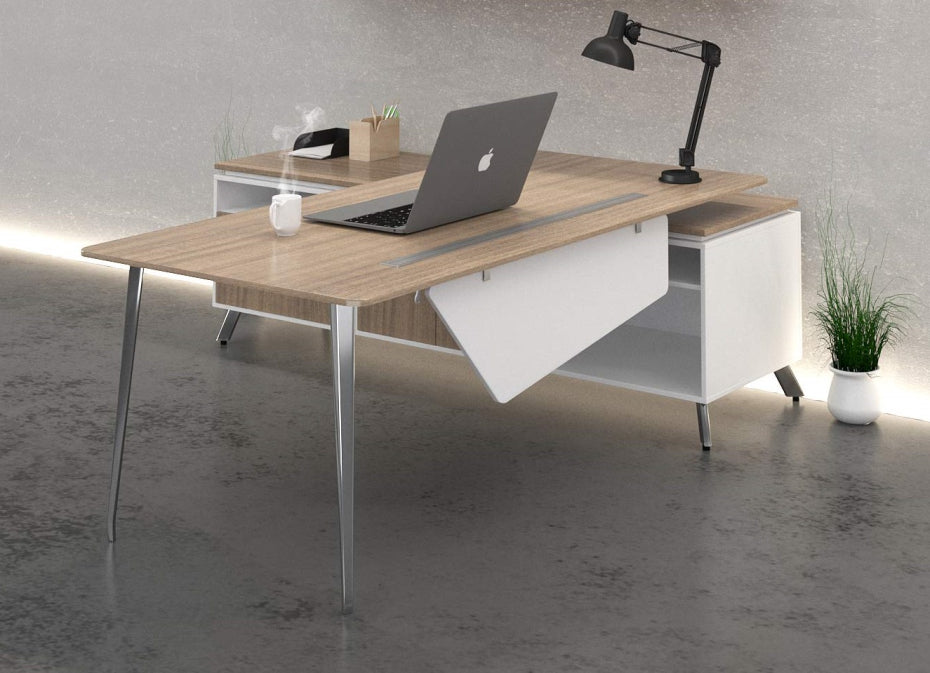 Santa Monica L-Shaped Desk with Low Credenza