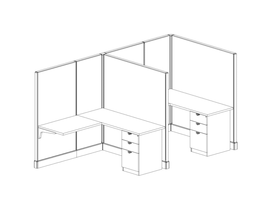 Modern Office Cubicle 5'x5' (67''H) 2 in a Row
