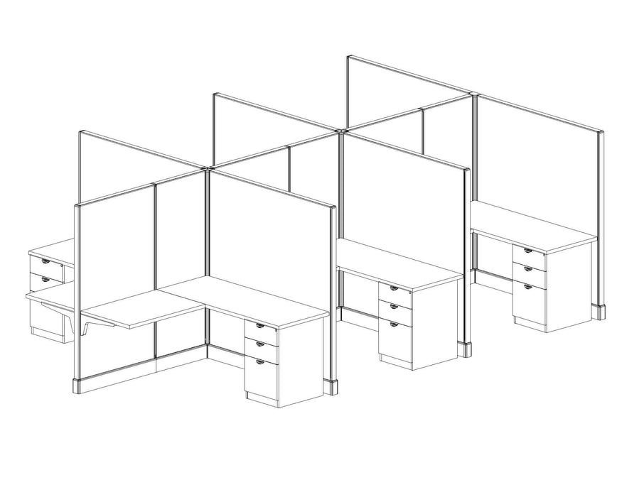 Modern Office Cubicle 5'x5' (67''H) 6 People