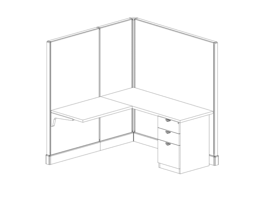 Modern Office Cubicle 5'x5' (67''H) Single