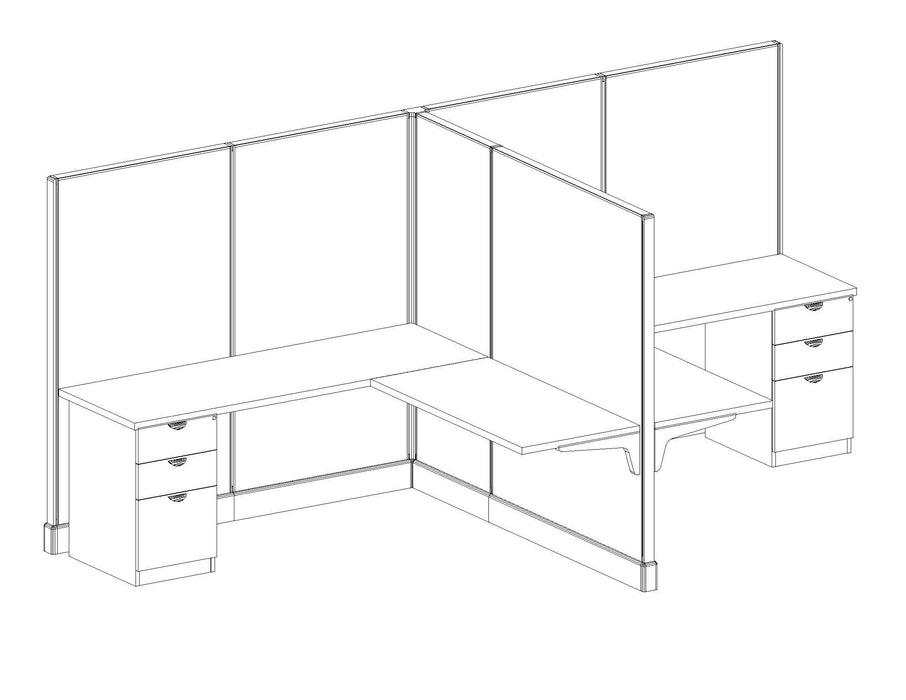 Modern Office Cubicle 6'x6' (67''H) 2 People