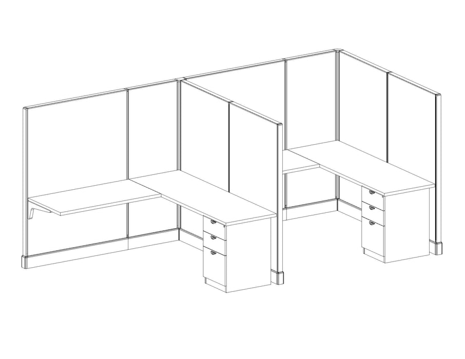 Modern Office Cubicle 6'x6' (67''H) 2 in a Row