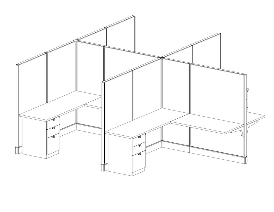 Modern Office Cubicle 6'x6' (67''H) 4 People