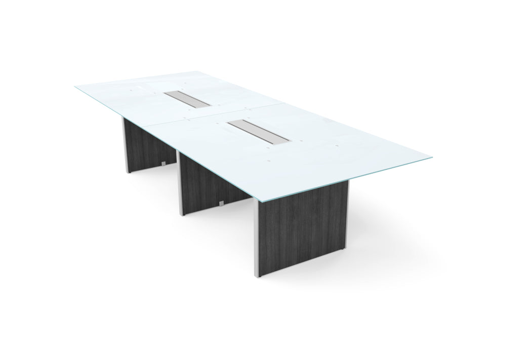 Santa Monica 10' Rectangular White Glass Top Conference Table