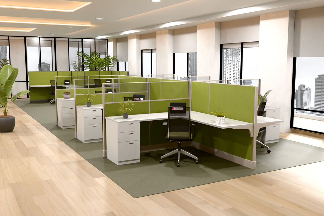Modern Office Cubicle Upgraded 6'x6' (53''H) 6 Pack