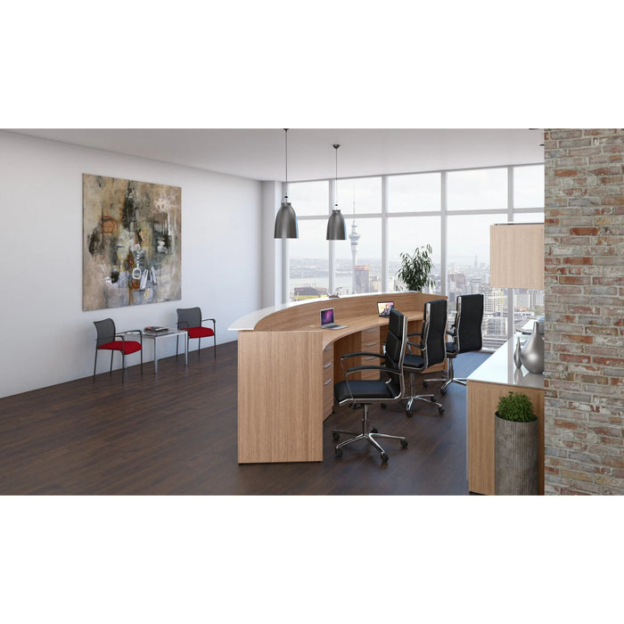 Santa Monica Curved Reception Desk with White Glass Top