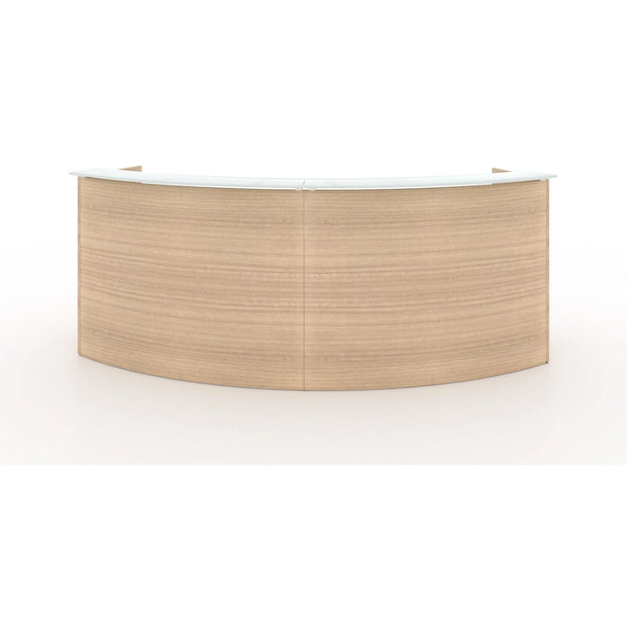 Santa Monica Curved Reception Desk with White Glass Top