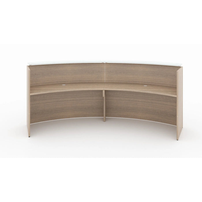 Santa Monica Curved Reception Desk with White Glass Top