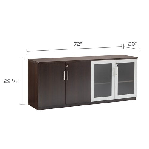 Malibu Low Office Wall Cabinet with Glass Doors - Freedman's Office Furniture - Dimensions