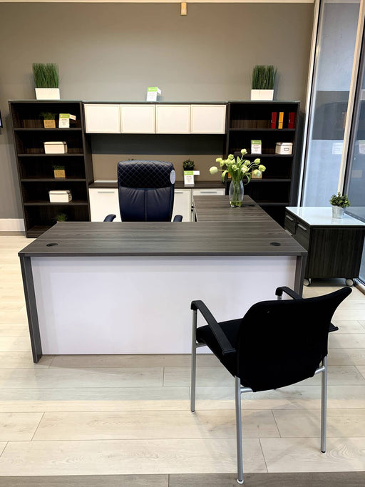 Bellagio Office L-Shaped Desk With White Modesty Panel - Freedman's Office Furniture - Main