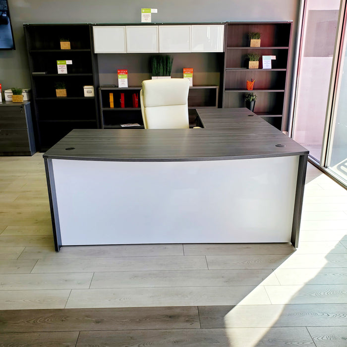 Bellagio Bow Front L-Shaped Desk - Freedman's Office Furniture - Front View