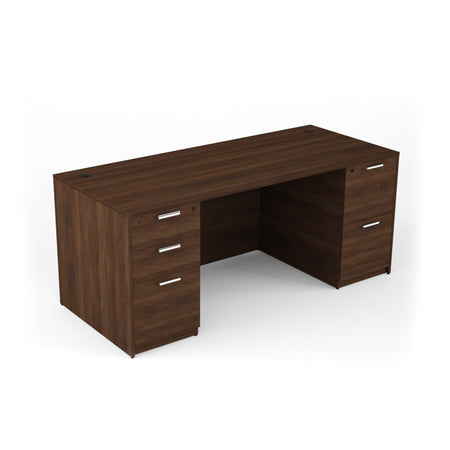 Bellagio Double Pedestal Desk | 36"x71"- Freedman's Office Furniture - Walnut