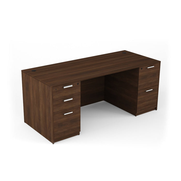 Bellagio Double Pedestal Desk | 36"x71"- Freedman's Office Furniture - Walnut