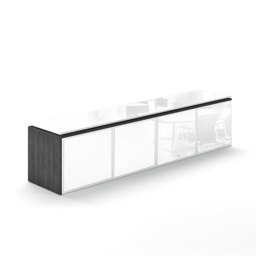 Santa Monica Wall-Mounted Hutch with Glass Doors - Freedman's Office Furniture - Grey