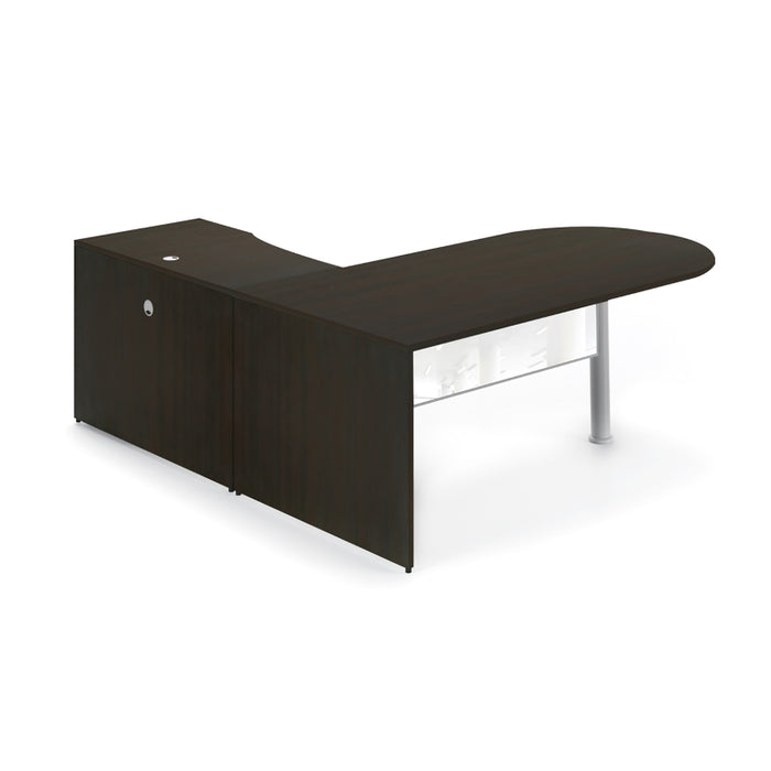 Santa Monica L-Shaped Bullet Desk - Freedman's Office Furniture - Brown