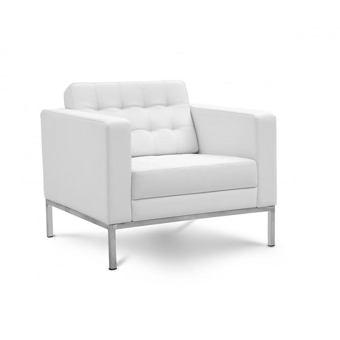 Pasadena White Leather Office Lounge Chair - Freedman's Office Furniture - Diagonal