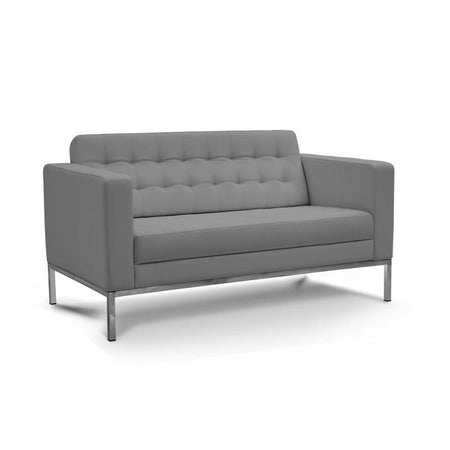 Pasadena Grey Leather Office Lounge Seat | Love Seat - Freedman's Office Furniture - Front