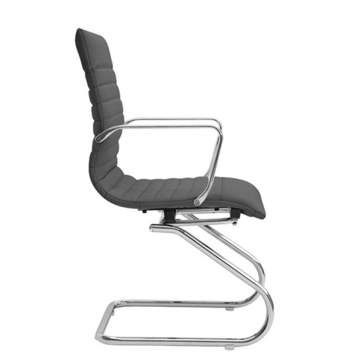 Zatto Office Visitor Chair | Grey Leather - Freedman's Office Furniture - Right Side