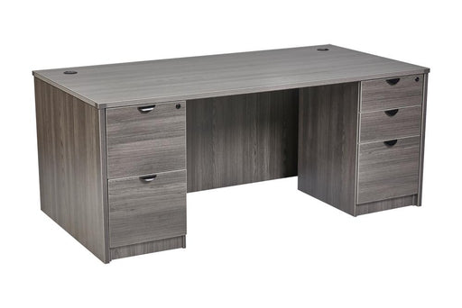 Bellagio Double Pedestal Desk | 36"x71"- Freedman's Office Furniture - Grey Wood Grain