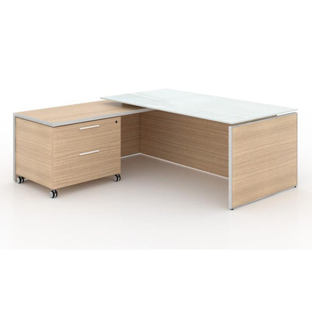 Santa Monica | Executive L-Shaped Desk | with Glass Top | 72"x78" Freedman's Office Furniture