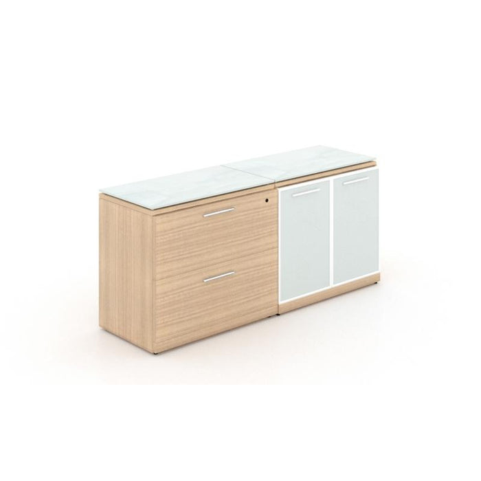 Santa Monica Lateral File Office Storage Cabinet with Glass Tops - Freedman's Office Furniture - Miele