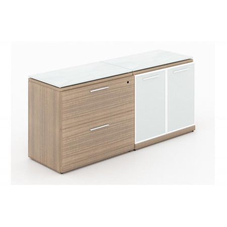 Santa Monica Lateral File Office Storage Cabinet with Glass Tops - Freedman's Office Furniture - Noce