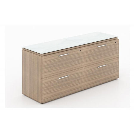 Santa Monica Lateral File Cabinet with Glass Tops - Freedman's Office Furniture - Noce