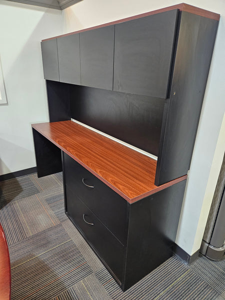 Pre Owned Lateral file storage credenza with hutch