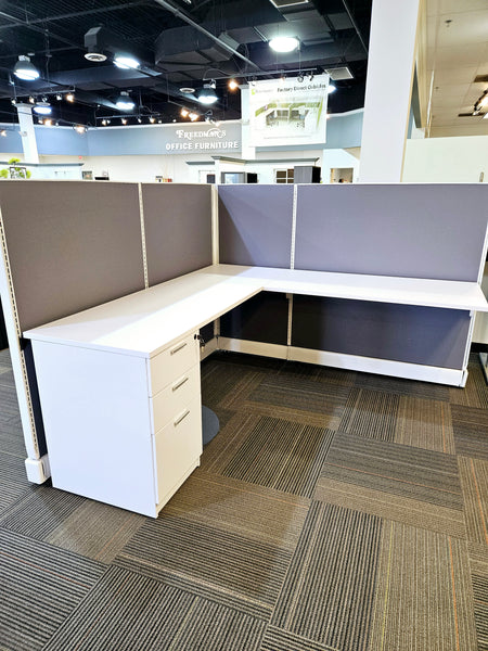 Modern Office Cubicle White Trim 6'x6' 6 Pack