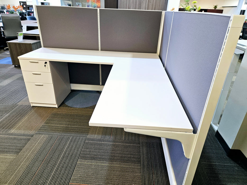 Modern Office Cubicle White Trim 6'x6' 6 Pack