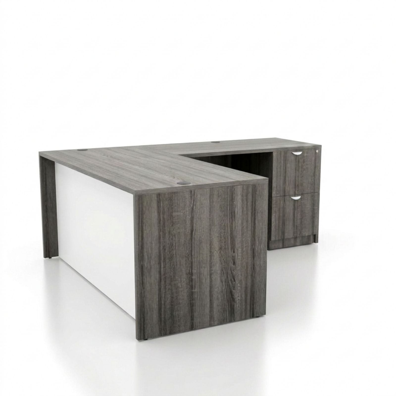 Bellagio L-Shaped Desk with White Modesty Panel