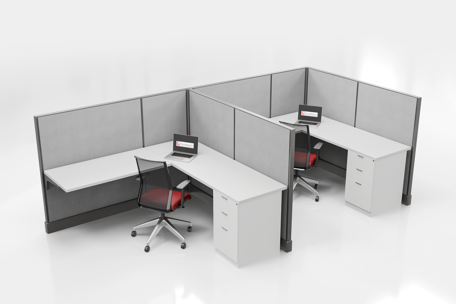 Modern Office Cubicle 6'x6' (53''H) 2 in a Row
