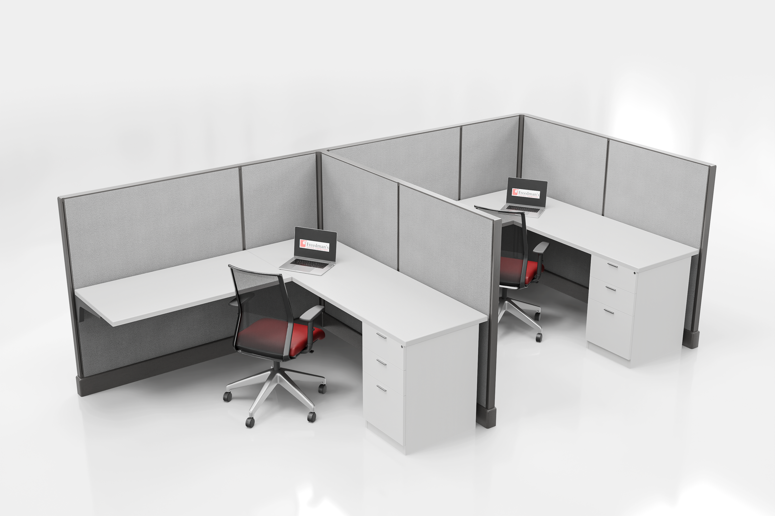 Modern Office Cubicle 6'x6' (53''H) 2 in a Row