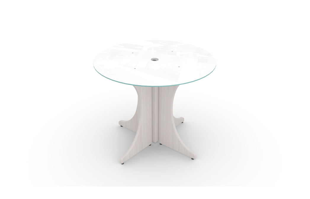Santa Monica Round Glass Top Office Meeting Table | 36"