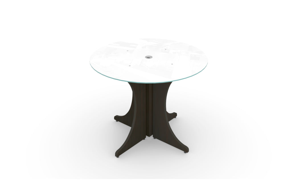 Santa Monica Round Glass Top Office Meeting Table | 36"