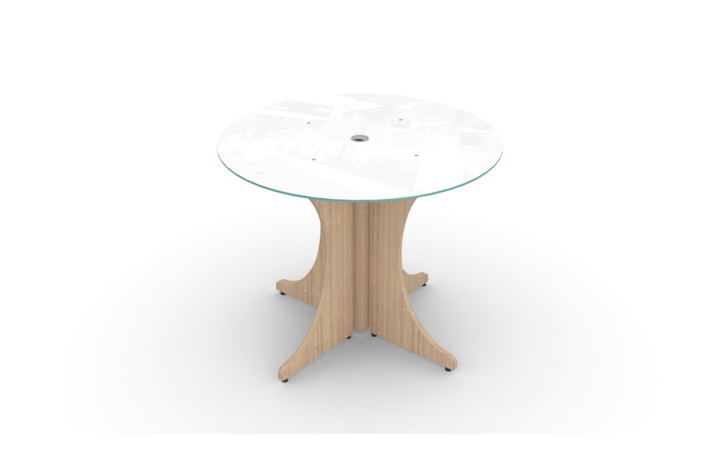 Santa Monica Round Glass Top Office Meeting Table | 36"