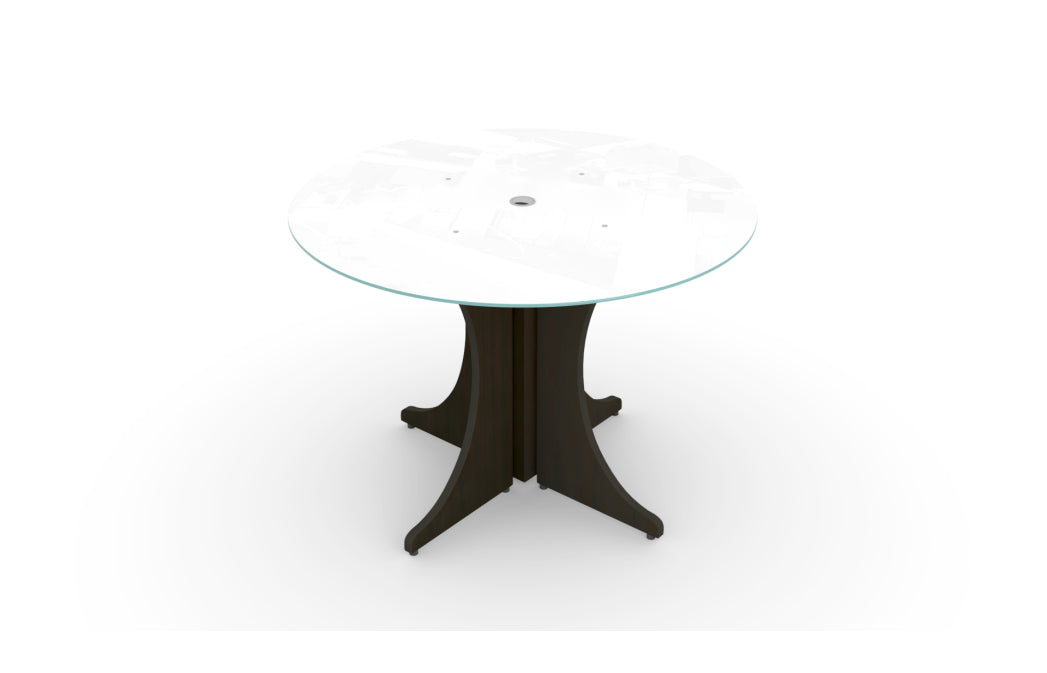 Santa Monica 42" Round Meeting Table with White Glass Top