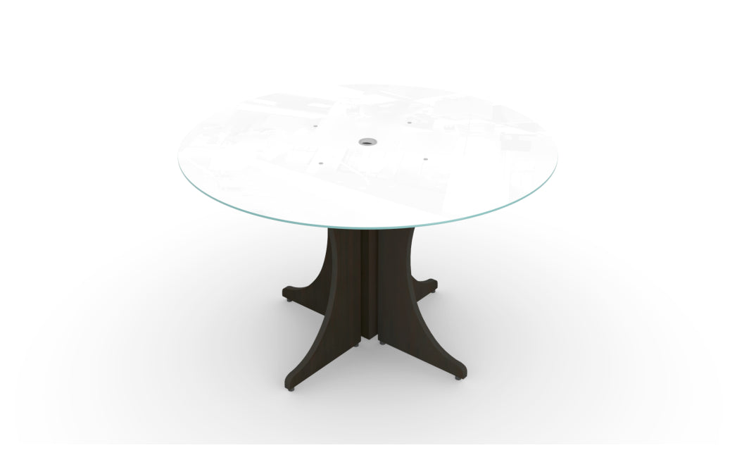Santa Monica 48" Round Meeting Table with White Glass Top
