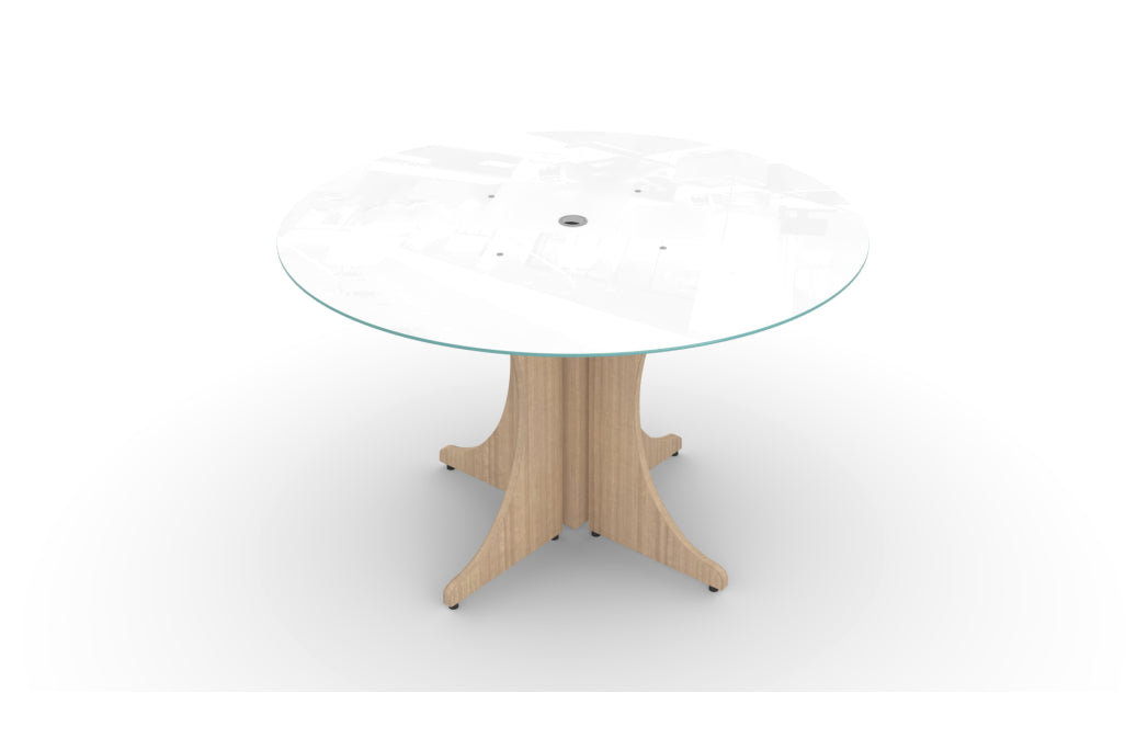 Santa Monica 48" Round Meeting Table with White Glass Top