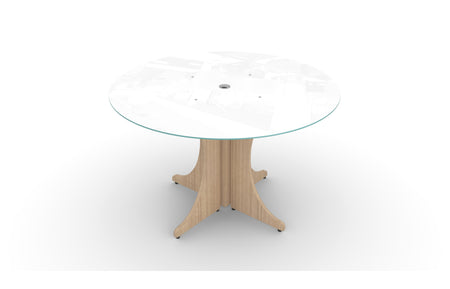 Santa Monica Round Glass Top Office Meeting Table | 48"