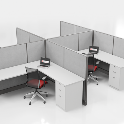 Modern Office Cubicle 6'x6' (53''H) 4 Pack