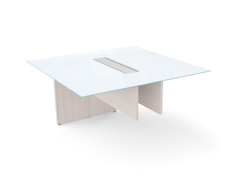 Santa Monica 4' Rectangular White Glass Top Conference Table Extension